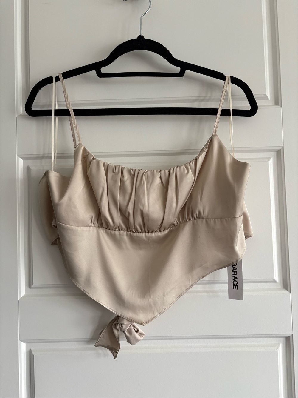 Garage Women's Beige Satin Scarf-Hem Cami Top (L)